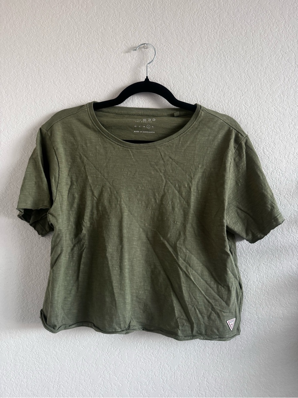 Guess Cropped Short Sleeve Tee L Green